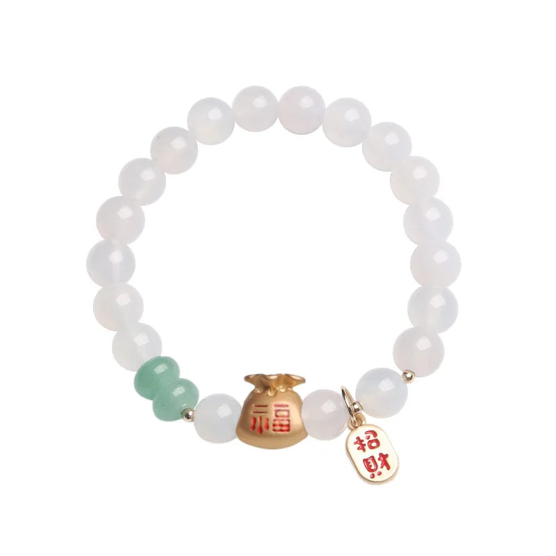 Natural White Agate Money Bag Bracelet - Lucky Bag