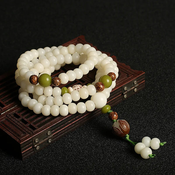 108 Beads White Jade Bodhi Mala