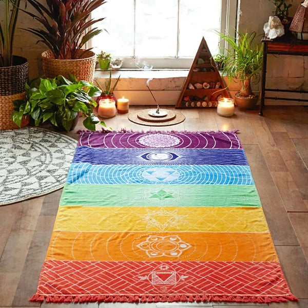 Boho Beach Towel Indian Mandala Yoga Mat - Meditation Rug