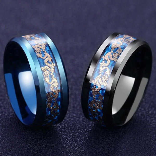 Titanium Steel Chinese Dragon Ring - Wedding Bands