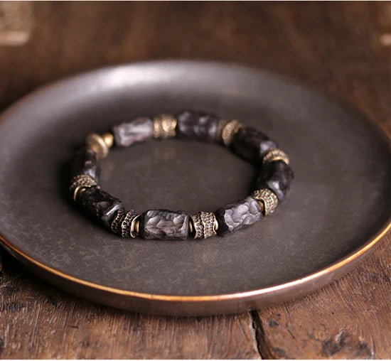 Tibetan Ebony Wood Copper Lucky Charm Bracelet