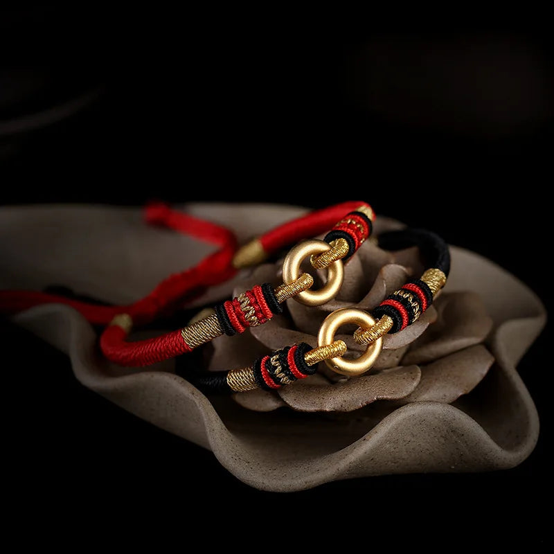 Tibetan Peace Buckle Knots Red Rope Bracelet