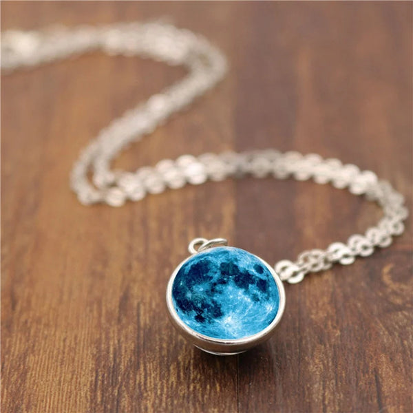 Blue Agate Crystal Universe Necklace