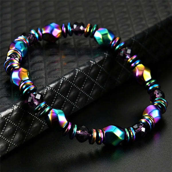 Rainbow Magnetic Hematite Stones Health Bracelet