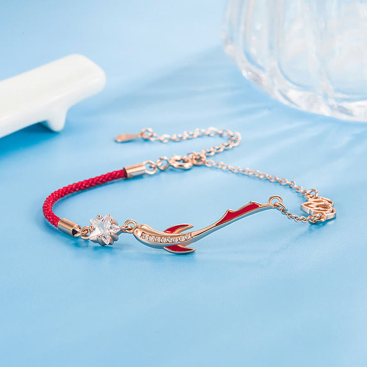 Luck Gold Koi Fish Red String Bracelet - Lotus Star