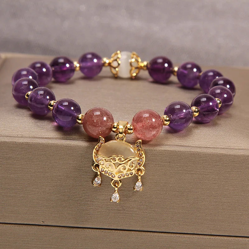 Natural Amethyst Long Life Lock Bracelet