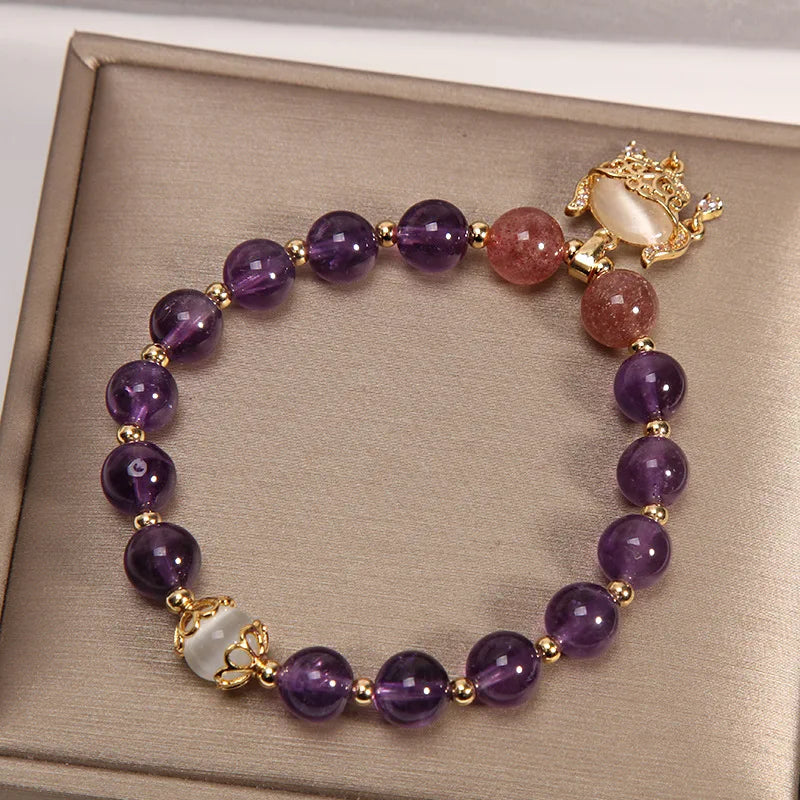 Natural Amethyst Long Life Lock Bracelet