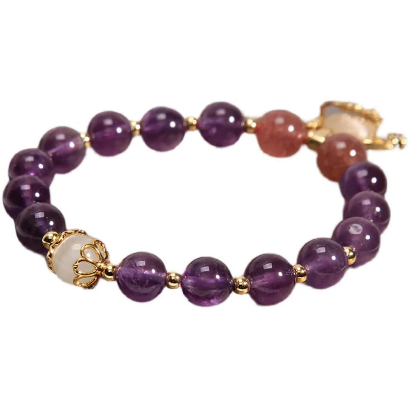 Natural Amethyst Long Life Lock Bracelet