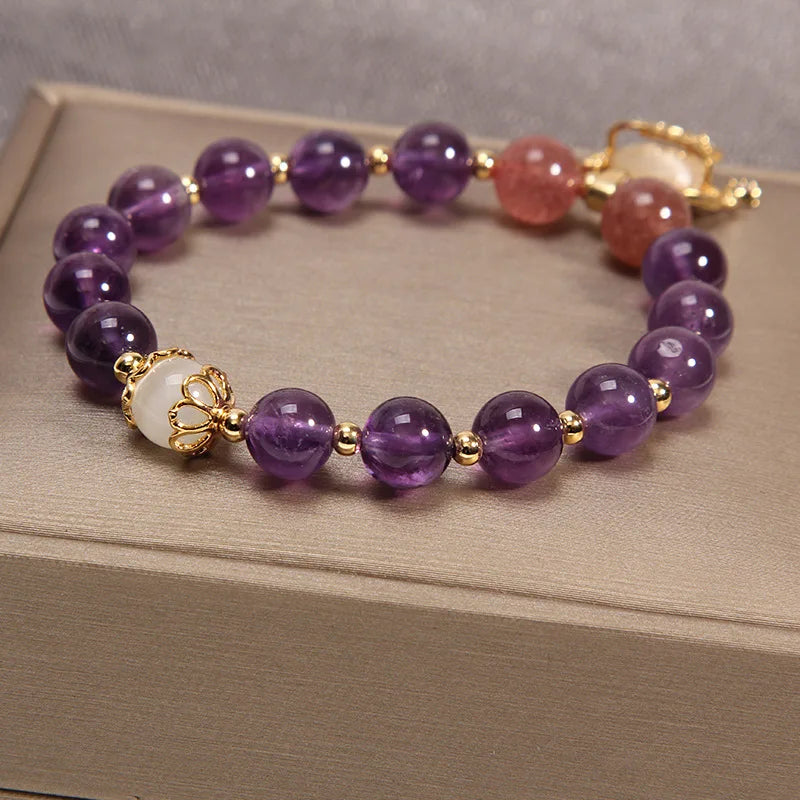 Natural Amethyst Long Life Lock Bracelet