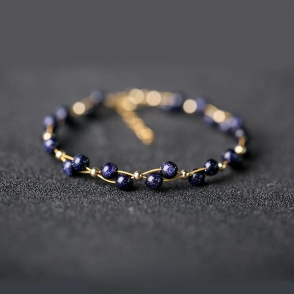 Natural Blue Sandstone Handmade Bracelet 01