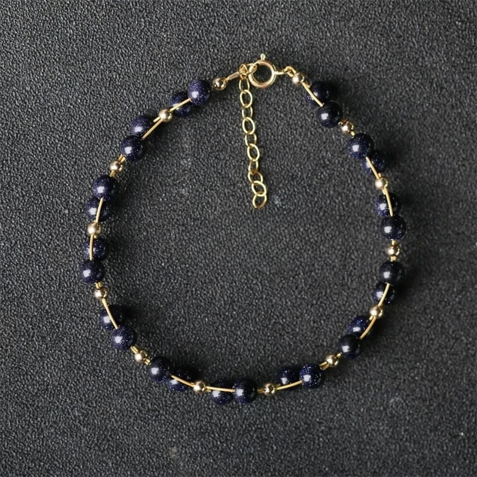 Natural Blue Sandstone Handmade Bracelet 04