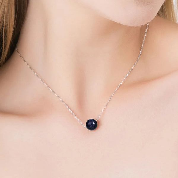 Natural Blue Sandstone Pendant Necklace 01