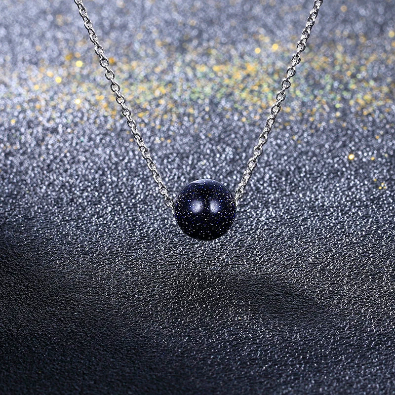 Natural Blue Sandstone Pendant Necklace 06