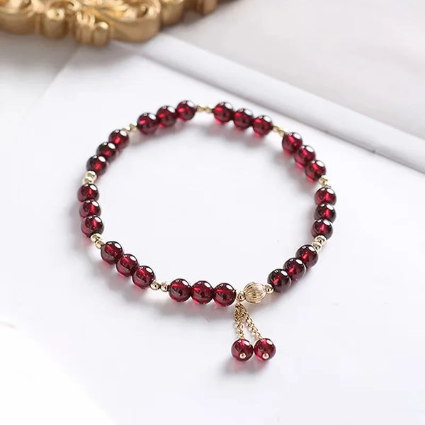 Natural Red Garnet Birthstone Bracelet - Healing Properties