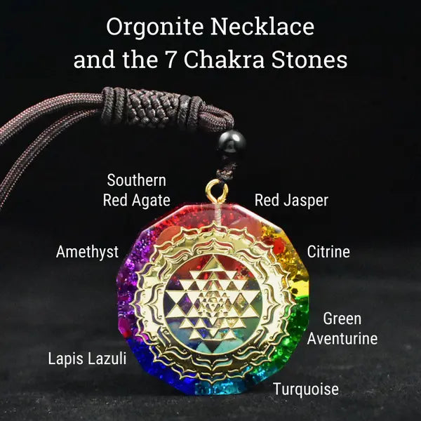 Emf Protection Crystals Orgone Necklace - 7 Chakra