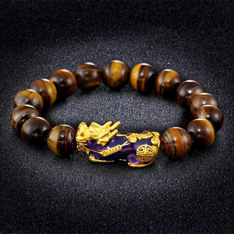 Natural Tiger Eye Beads Pixiu Bracelet - Attract Wealth