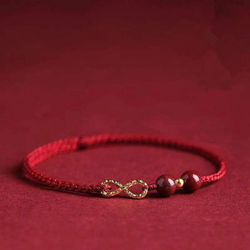 Buddha Cinnabar Infinity Symbol Red Rope Bracelet