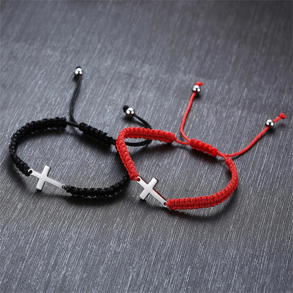 Vintage Cord Handmade Cross Bracelet