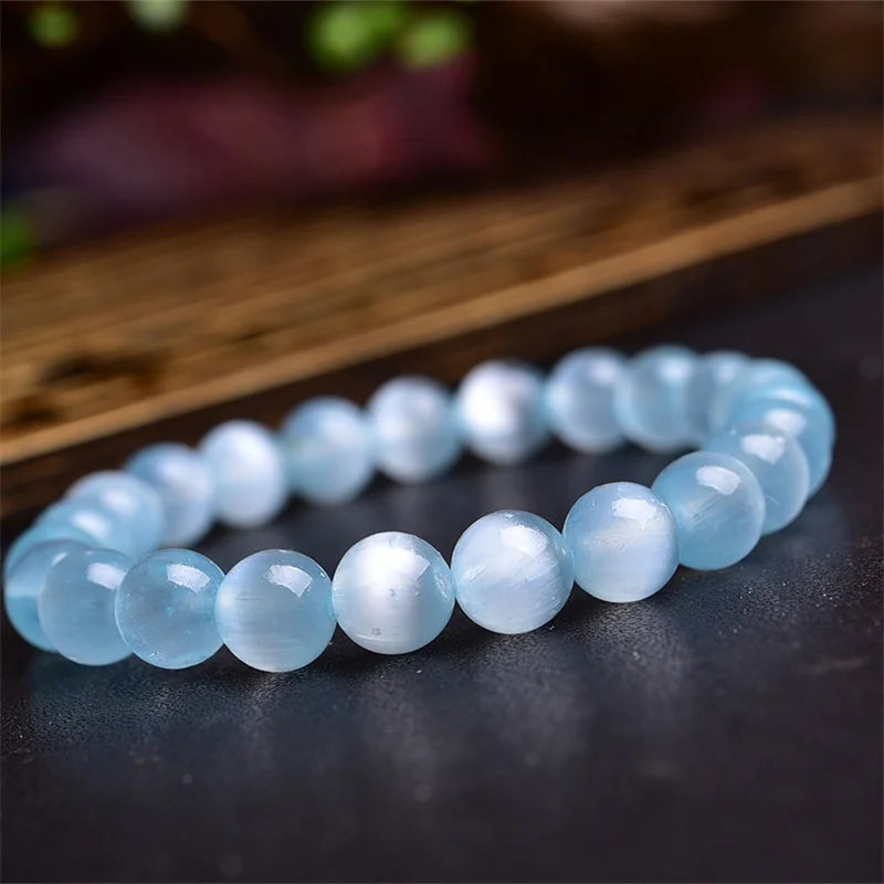 Natural Blue Cats Eye Selenite Bracelet