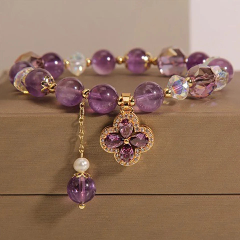 Exquisite Purple Quartz Beads Bracelet - Charm Positive