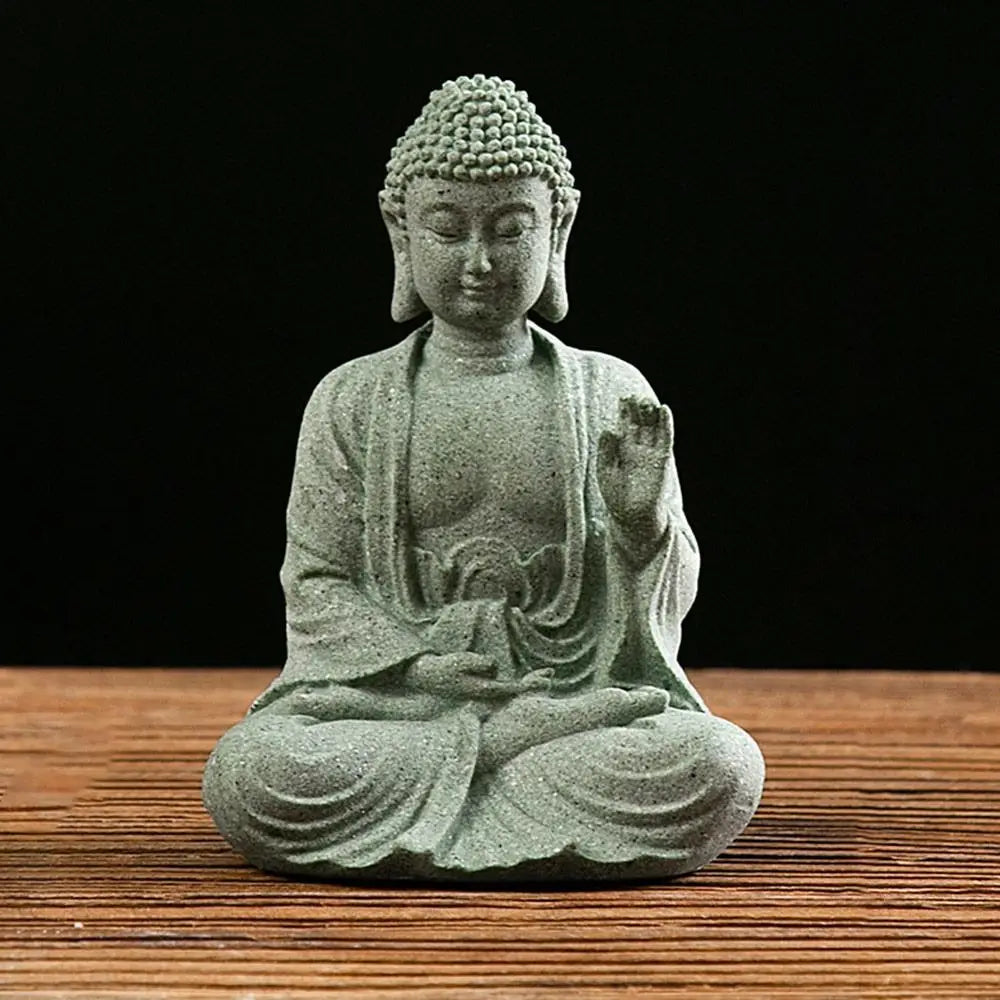 Meditating Buddha Statue Sandstone Figurine Decoration