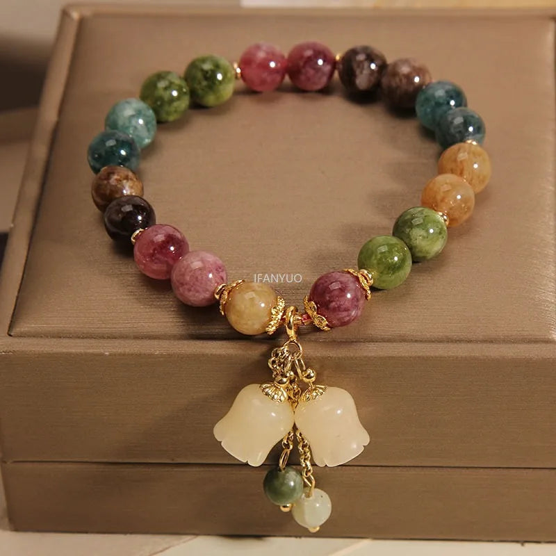 Natural Pink Tourmaline Crystal Bracelet