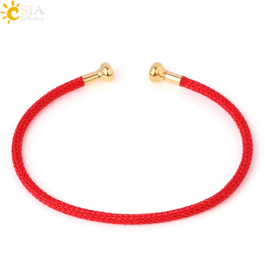 Wire Wrap Open Red Rope Minimal Bracelet