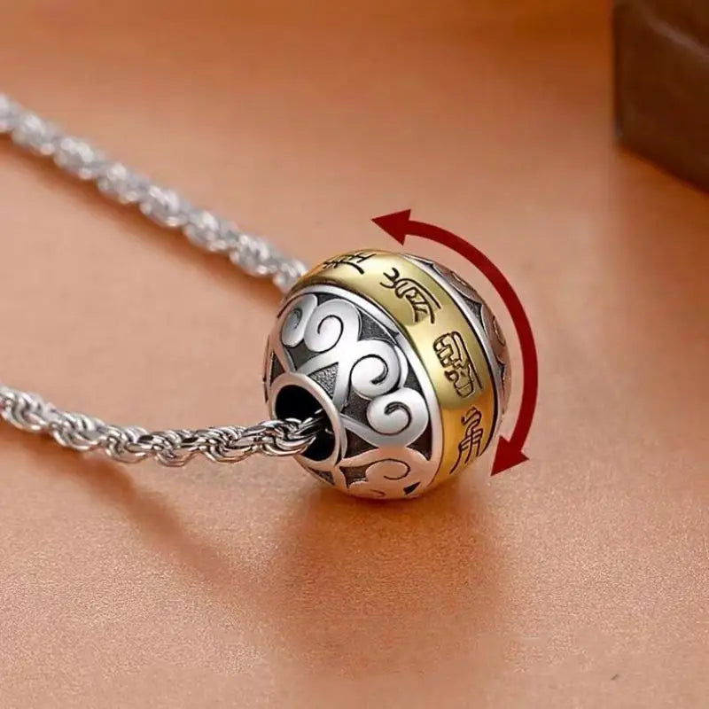 Nine-Character Mantra Transfer Bead Pendant Necklace