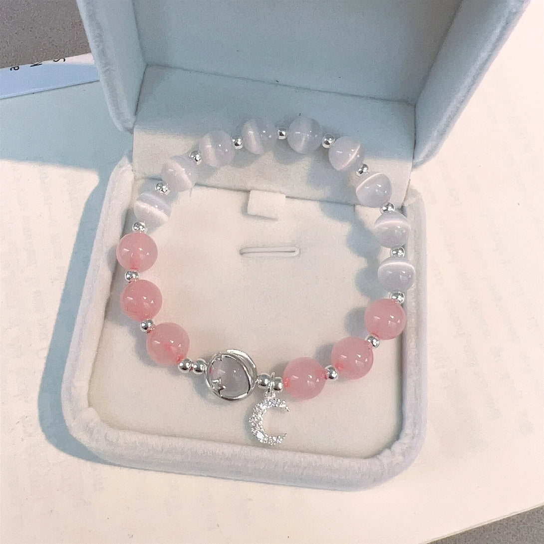 Peach Blossom Pink Crystal Bracelet - For Love