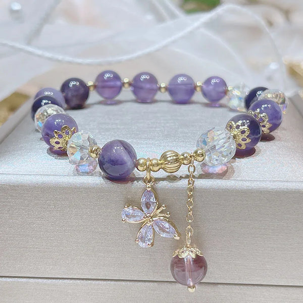 Natural Large Amethyst Beads Stretch Bracelet