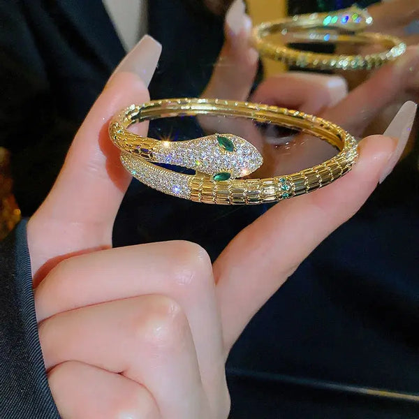 Gold Color Snake Shape Charm Bracelet