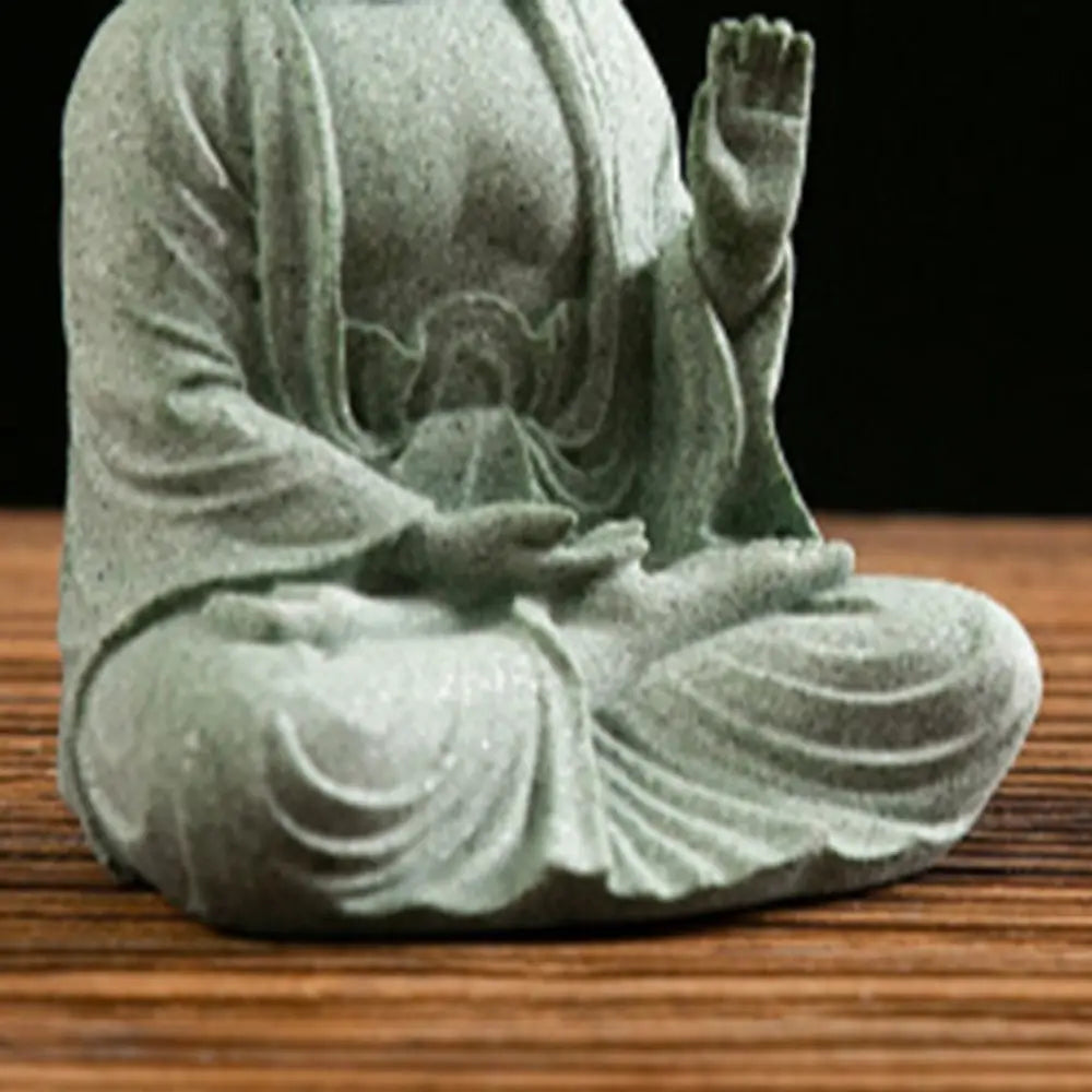 Meditating Buddha Statue Sandstone Figurine Decoration