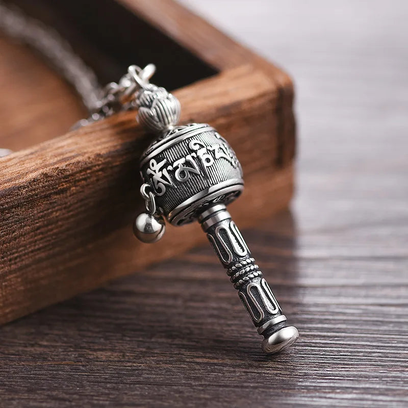 Tibetan Prayer Wheel Pendant Necklace - Om Mani Padme Hum