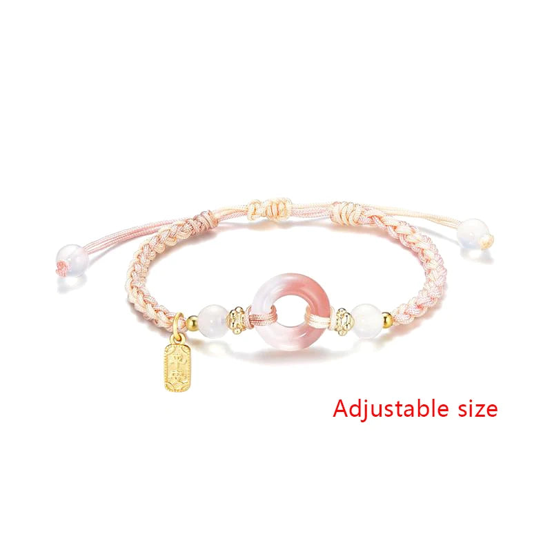 Girl Heart Peace Buckle Braided Bracelet - For Love