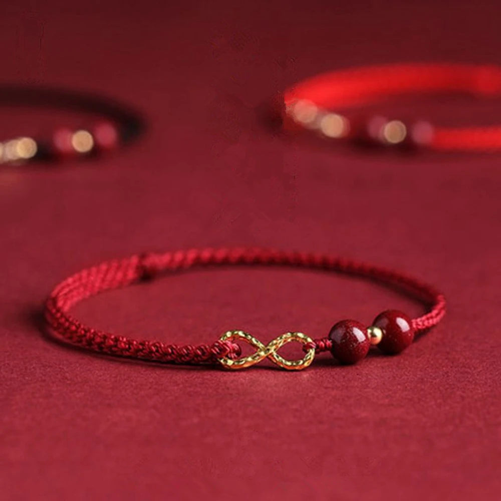 Buddha Cinnabar Infinity Symbol Red Rope Bracelet