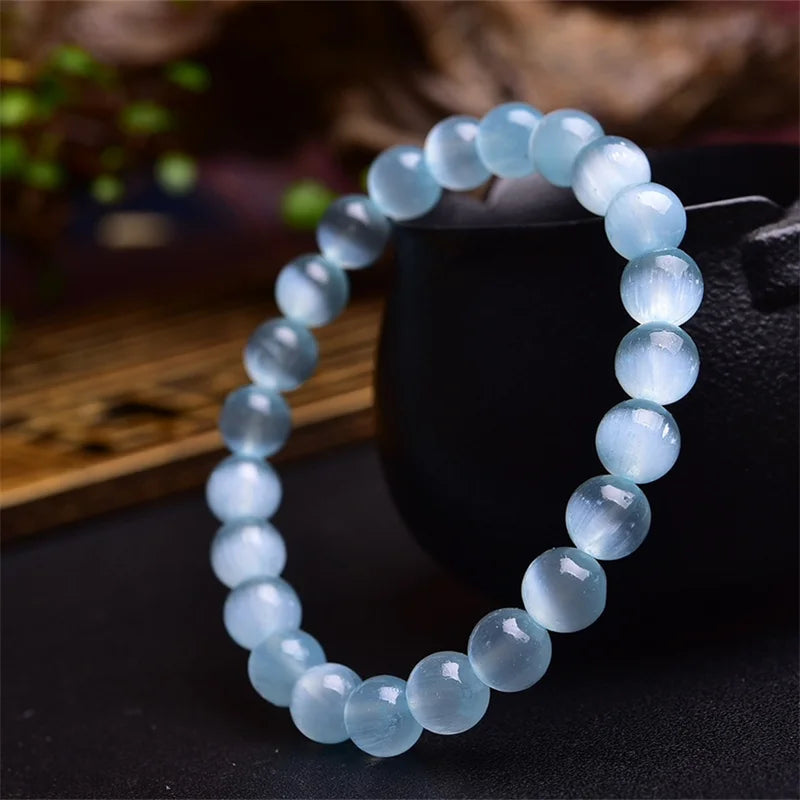 Natural Blue Cats Eye Selenite Bracelet