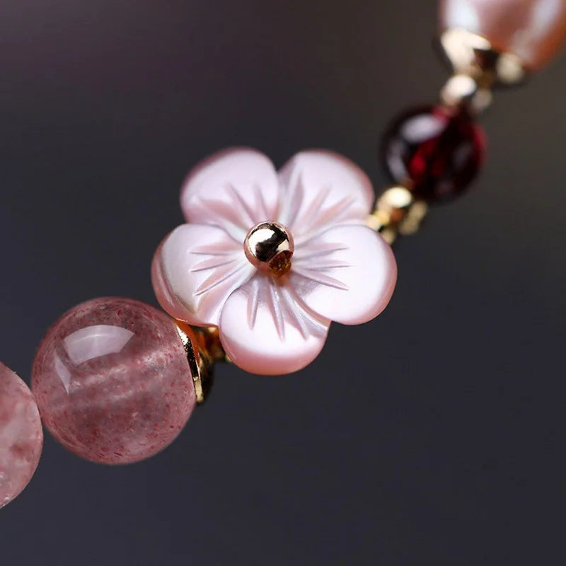 Peach Blossom Love Strawberry Quartz Bracelet - For Women