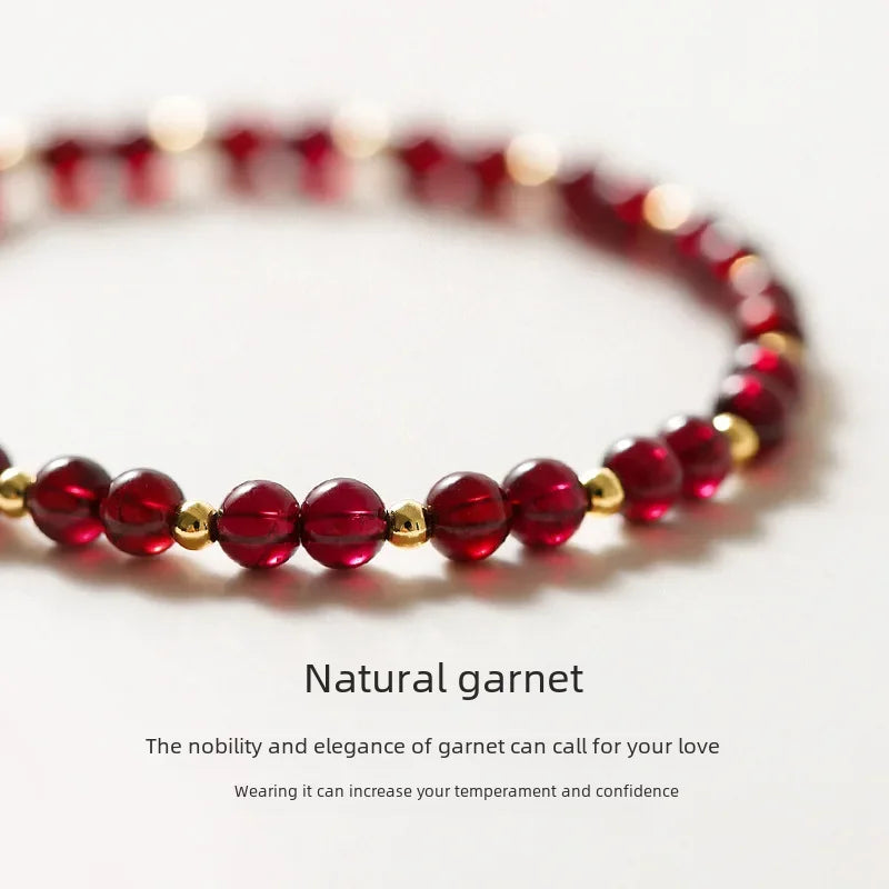 Lotus Flower Pomegranate Stone Cinnabar Bracelet