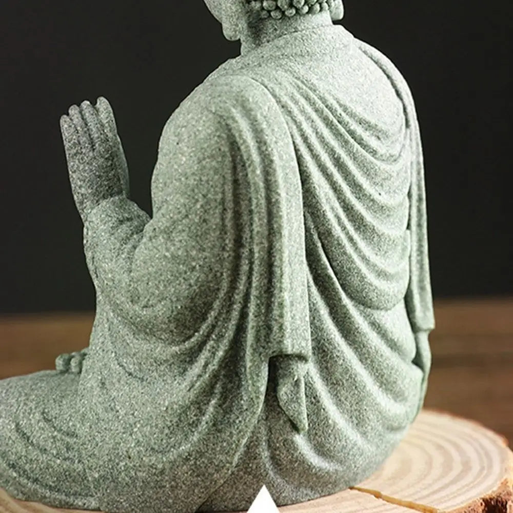 Meditating Buddha Statue Sandstone Figurine Decoration