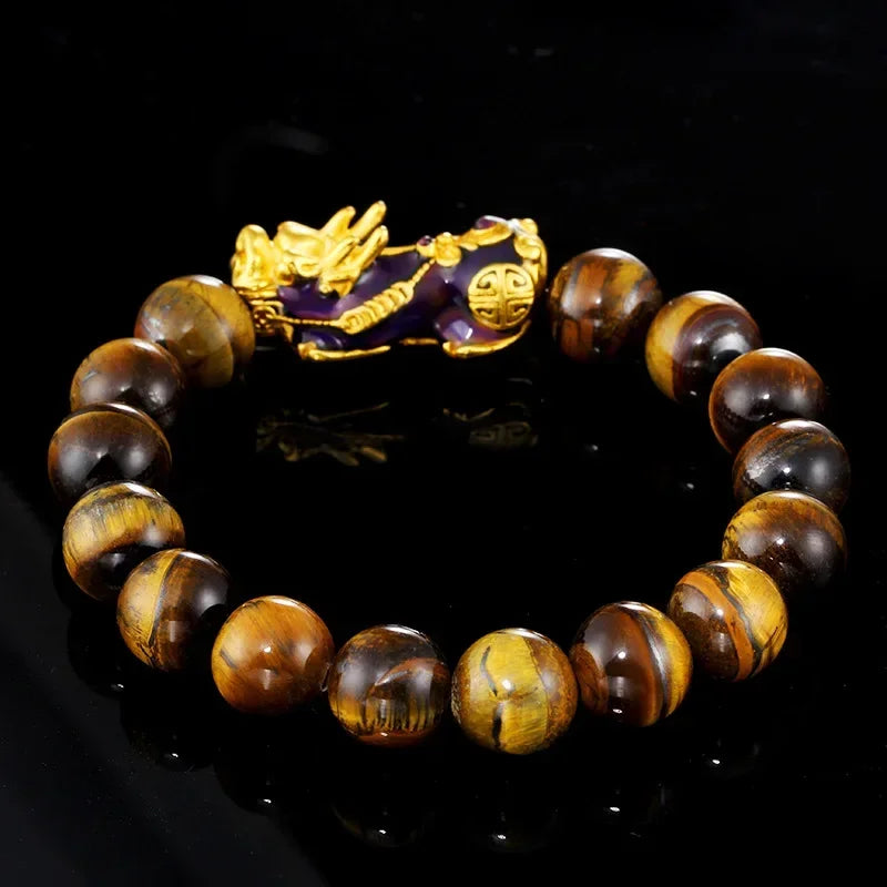 Natural Tiger Eye Beads Pixiu Bracelet - Attract Wealth