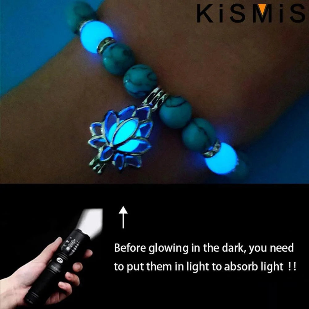 Tibetan Lotus Flower Fluorescent Blue Luminous Bracelet