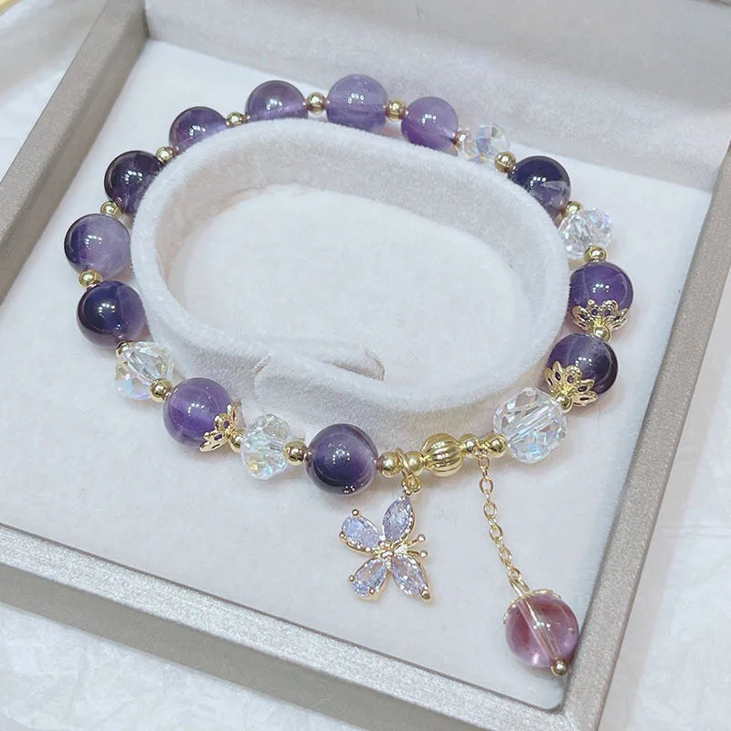 Natural Large Amethyst Beads Stretch Bracelet