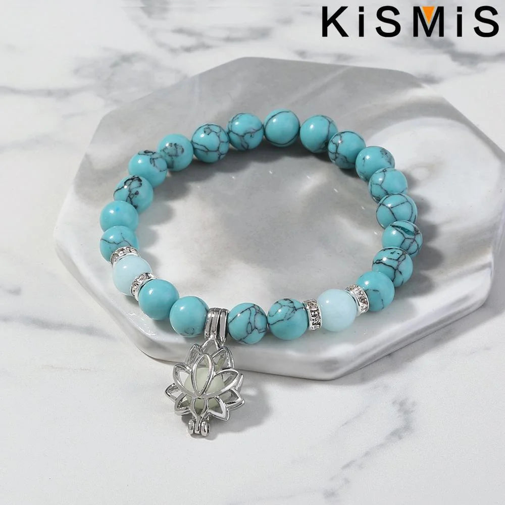 Tibetan Lotus Flower Fluorescent Blue Luminous Bracelet