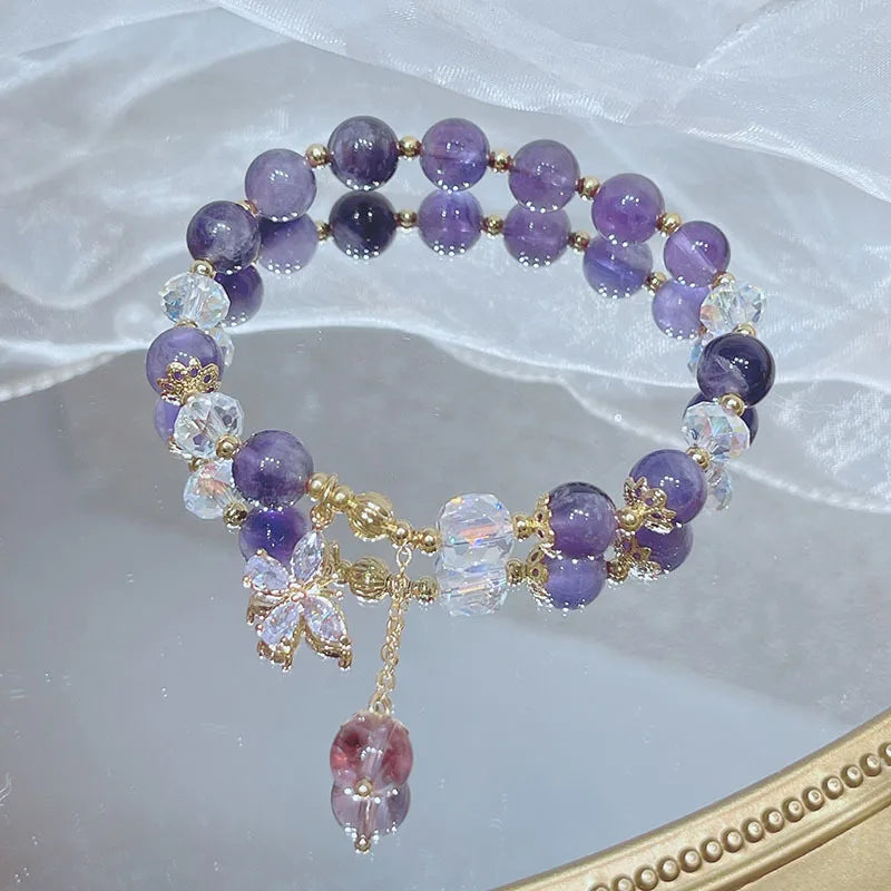 Natural Large Amethyst Beads Stretch Bracelet