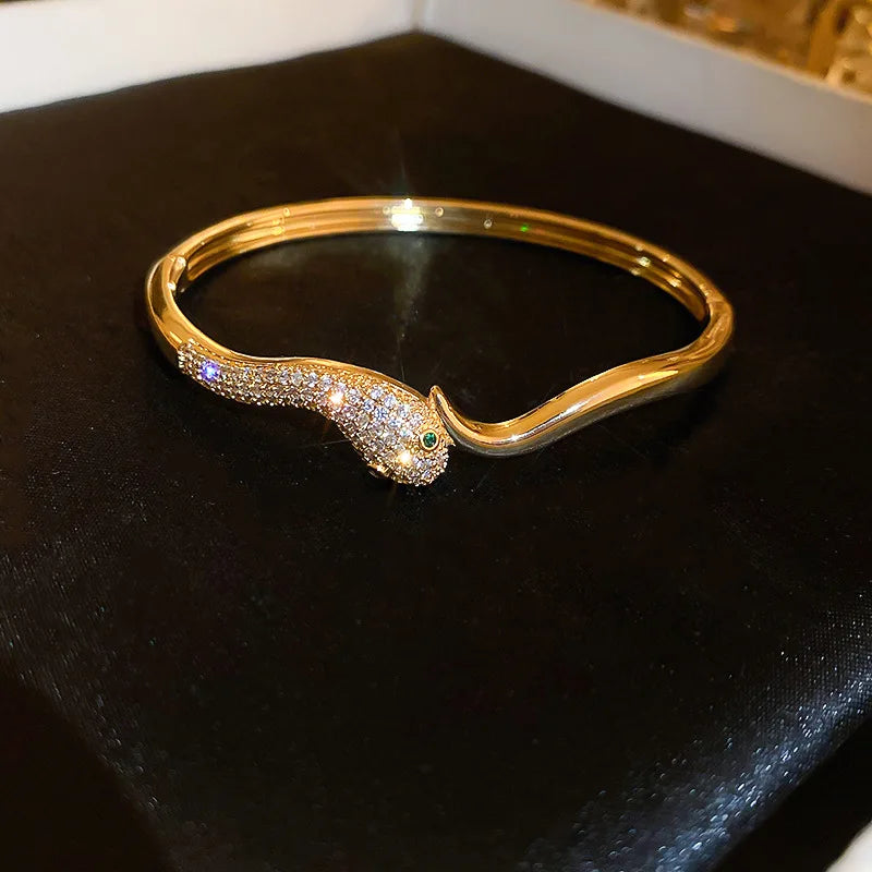 Gold Color Snake Shape Charm Bracelet