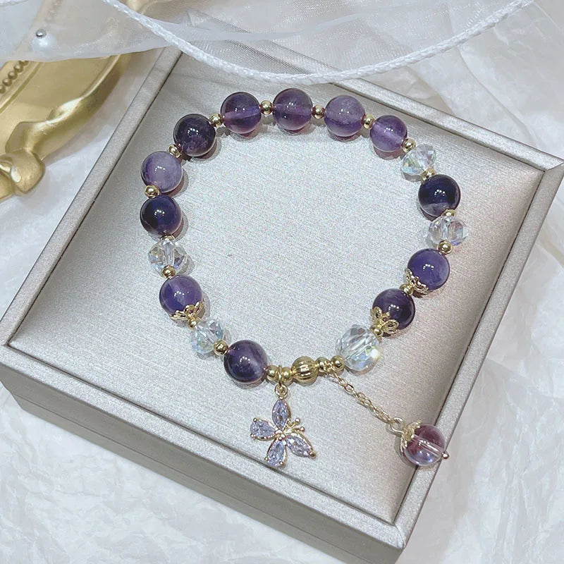 Natural Large Amethyst Beads Stretch Bracelet