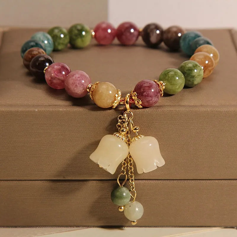 Natural Pink Tourmaline Crystal Bracelet