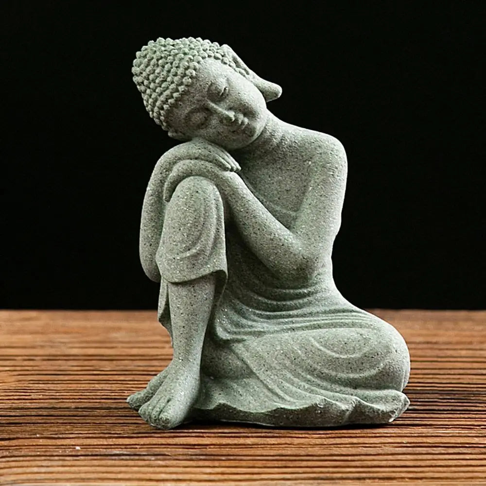 Meditating Buddha Statue Sandstone Figurine Decoration