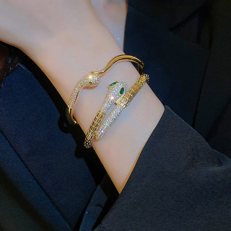 Gold Color Snake Shape Charm Bracelet