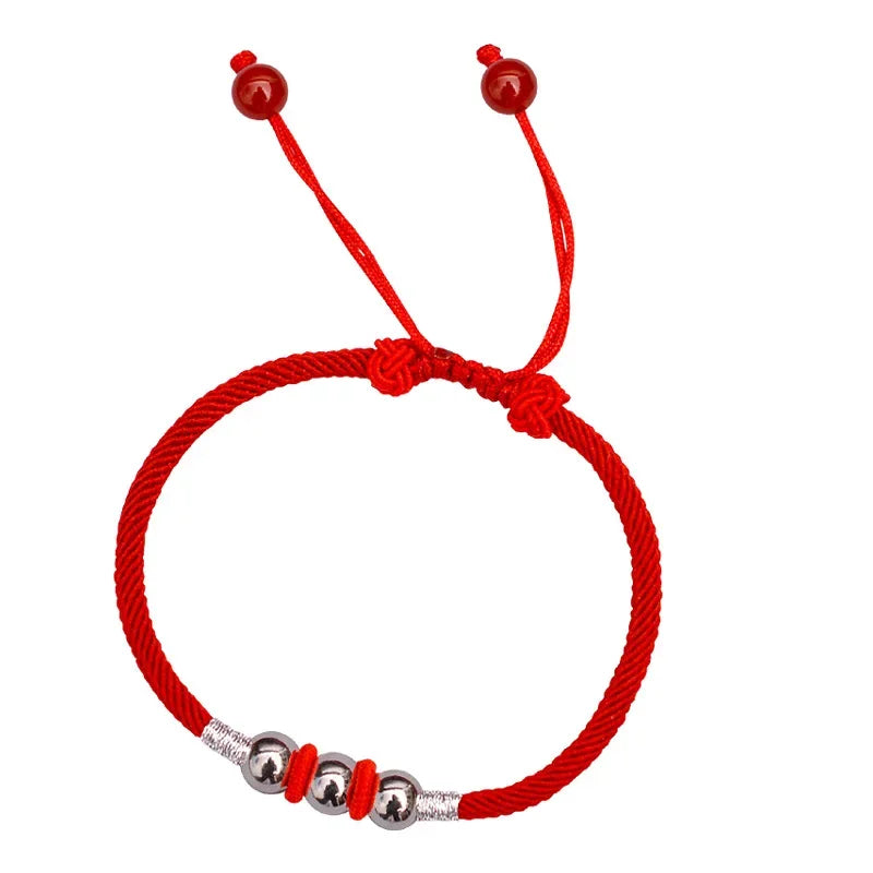 Tibetan 925 Sterling Silver Beads Red Rope Bracelet - Lucky & Protection